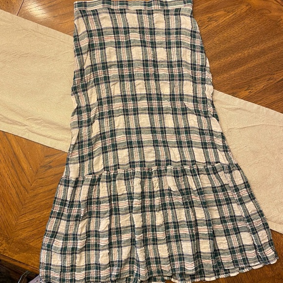 PLAID RUFFLED A-LINE MIDI SKIRT M - Picture 4 of 5